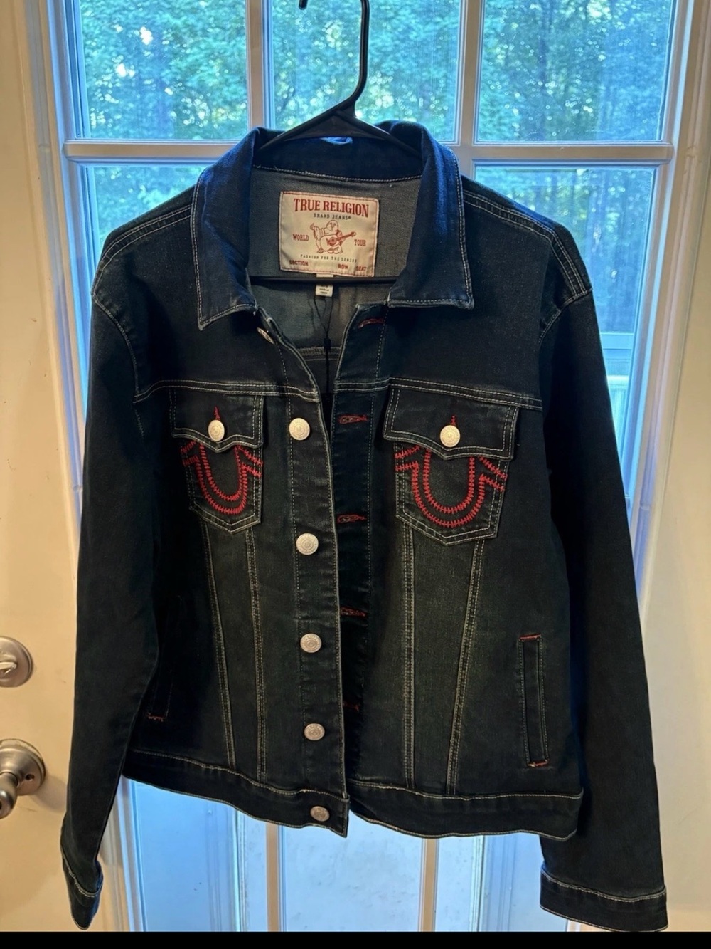 True Religion Ladder Stitch Denim Jacket Men’s Medium Dark Wash NWT